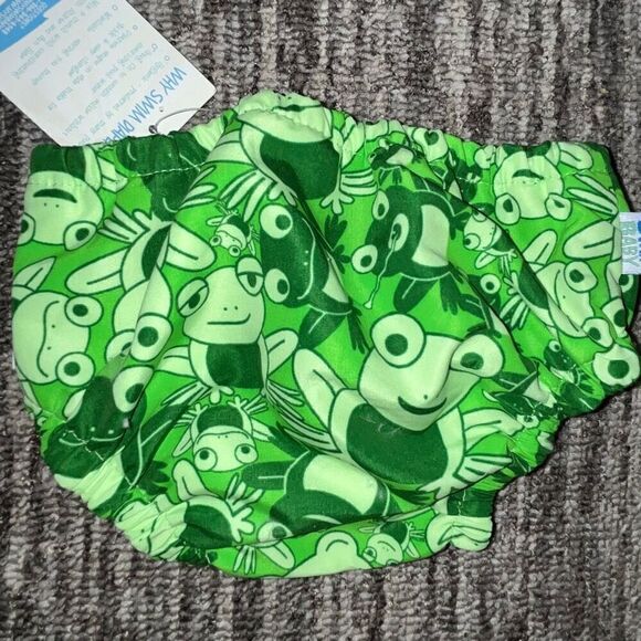 My Swim Baby Kids Size XL Washable Reusable Swim Bottoms Green Frog Print - Picture 3 of 3
